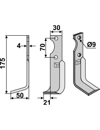 Couteau, modèle gauche