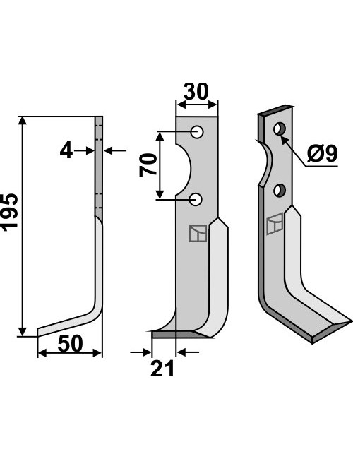 Couteau, modèle gauche