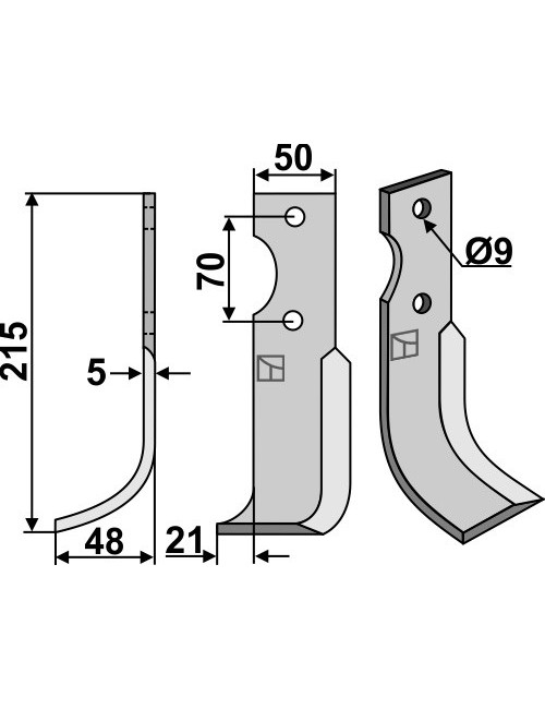 Couteau, modèle gauche