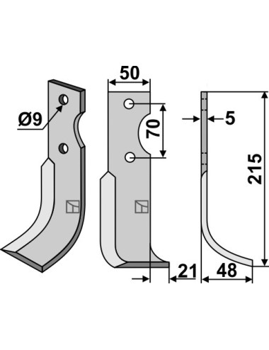 Couteau, modèle droit