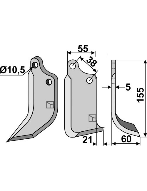 Couteau, modèle droit