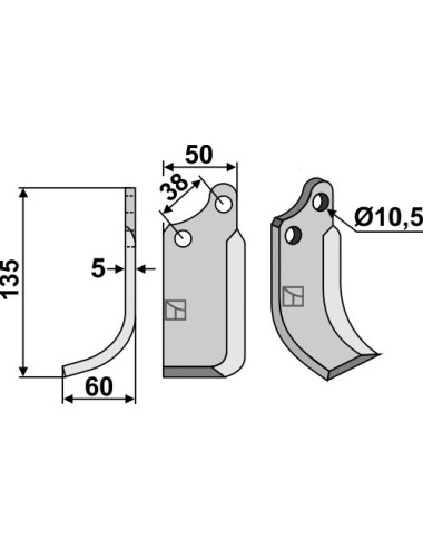 Couteau, modèle gauche