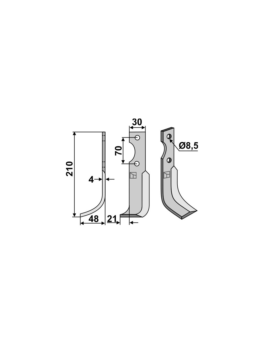 Couteau, modèle gauche