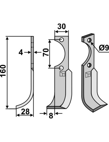 Couteau, modèle gauche