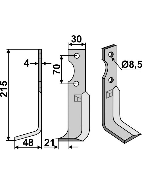 Couteau, modèle gauche