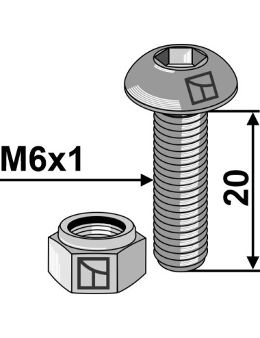 Boulon à tête bombée avec six pans creux
