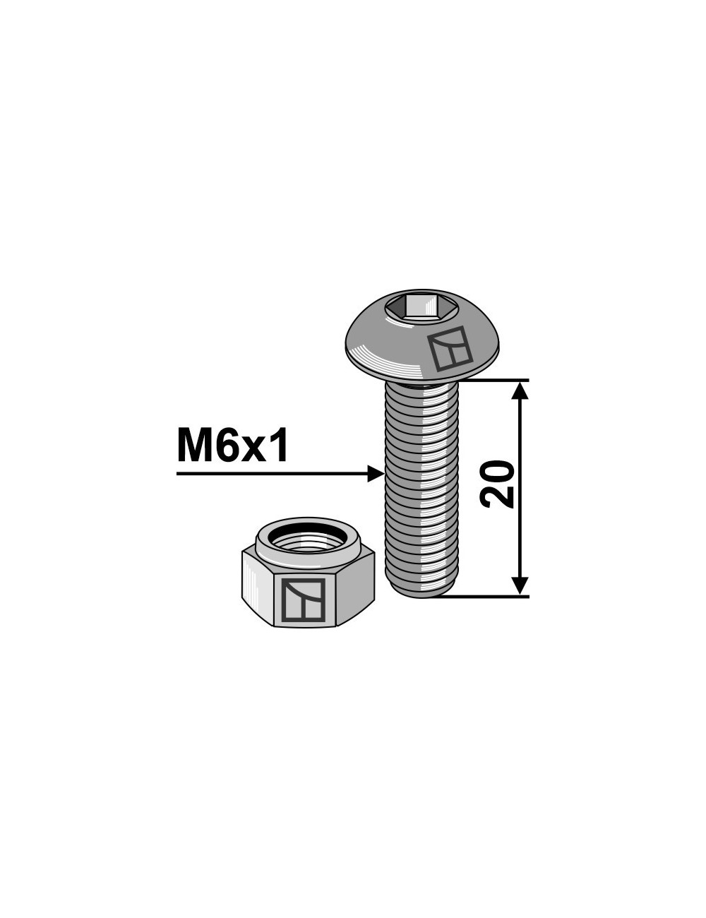 Boulon à tête bombée avec six pans creux