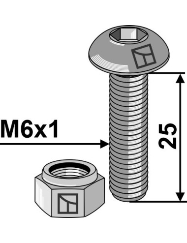 Boulon à tête bombée avec six pans creux