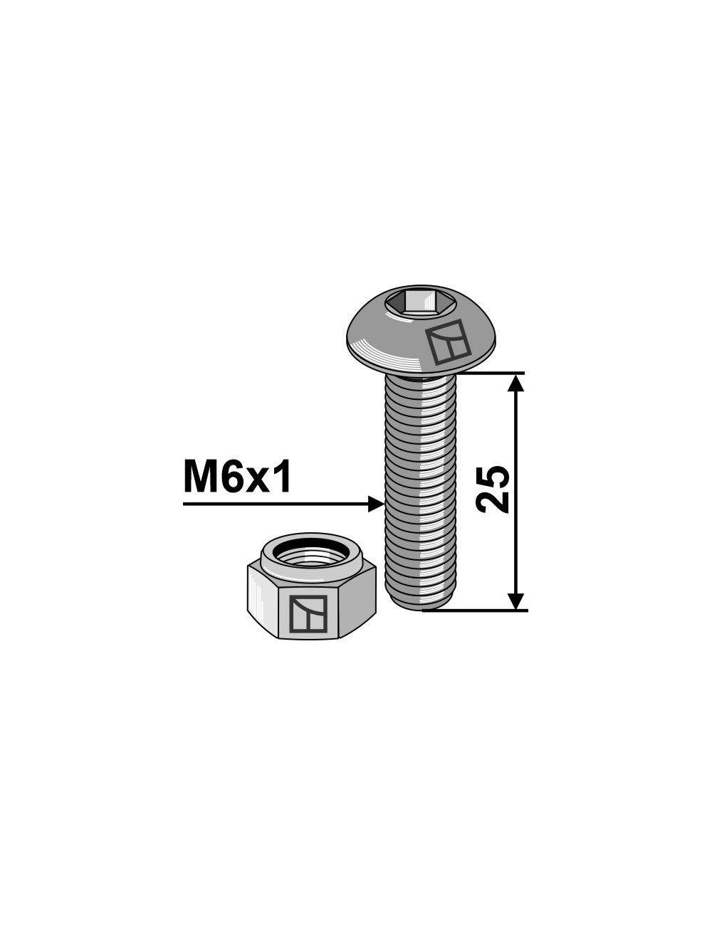 Boulon à tête bombée avec six pans creux