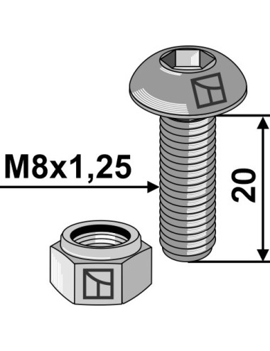 Boulon à tête bombée avec six pans creux