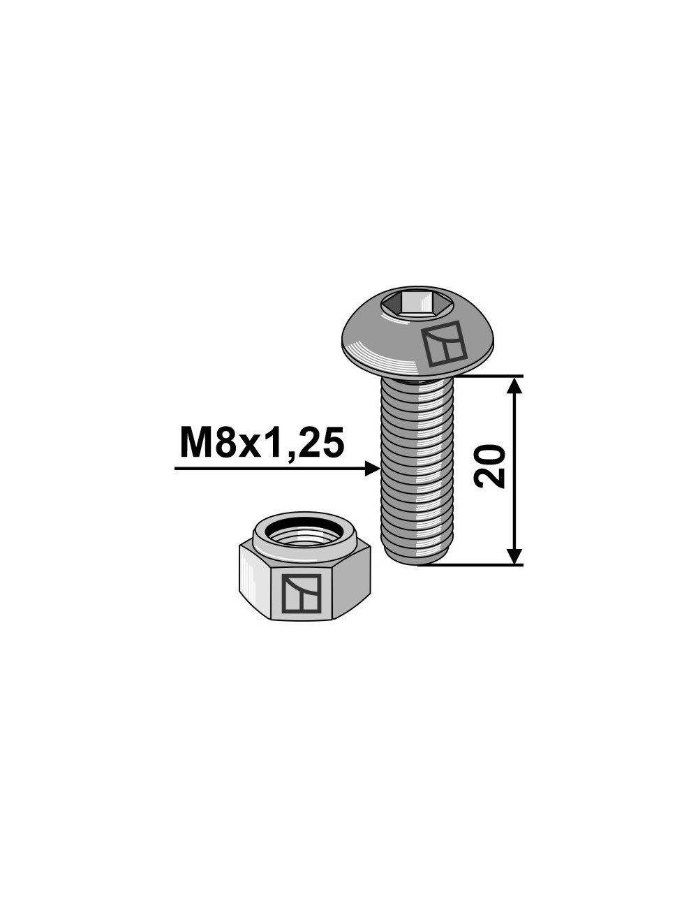 Boulon à tête bombée avec six pans creux