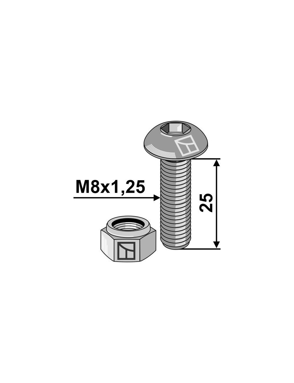 Boulon à tête bombée avec six pans creux avec écrou