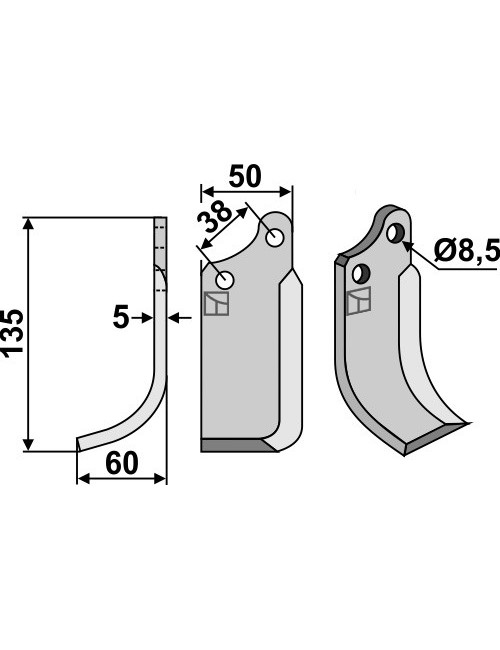 Couteau, modèle gauche