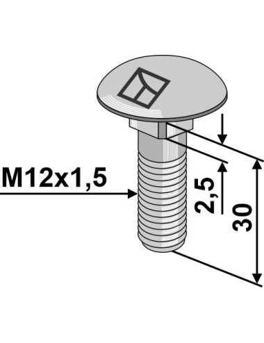 Boulon à tête bombée M12x1,5