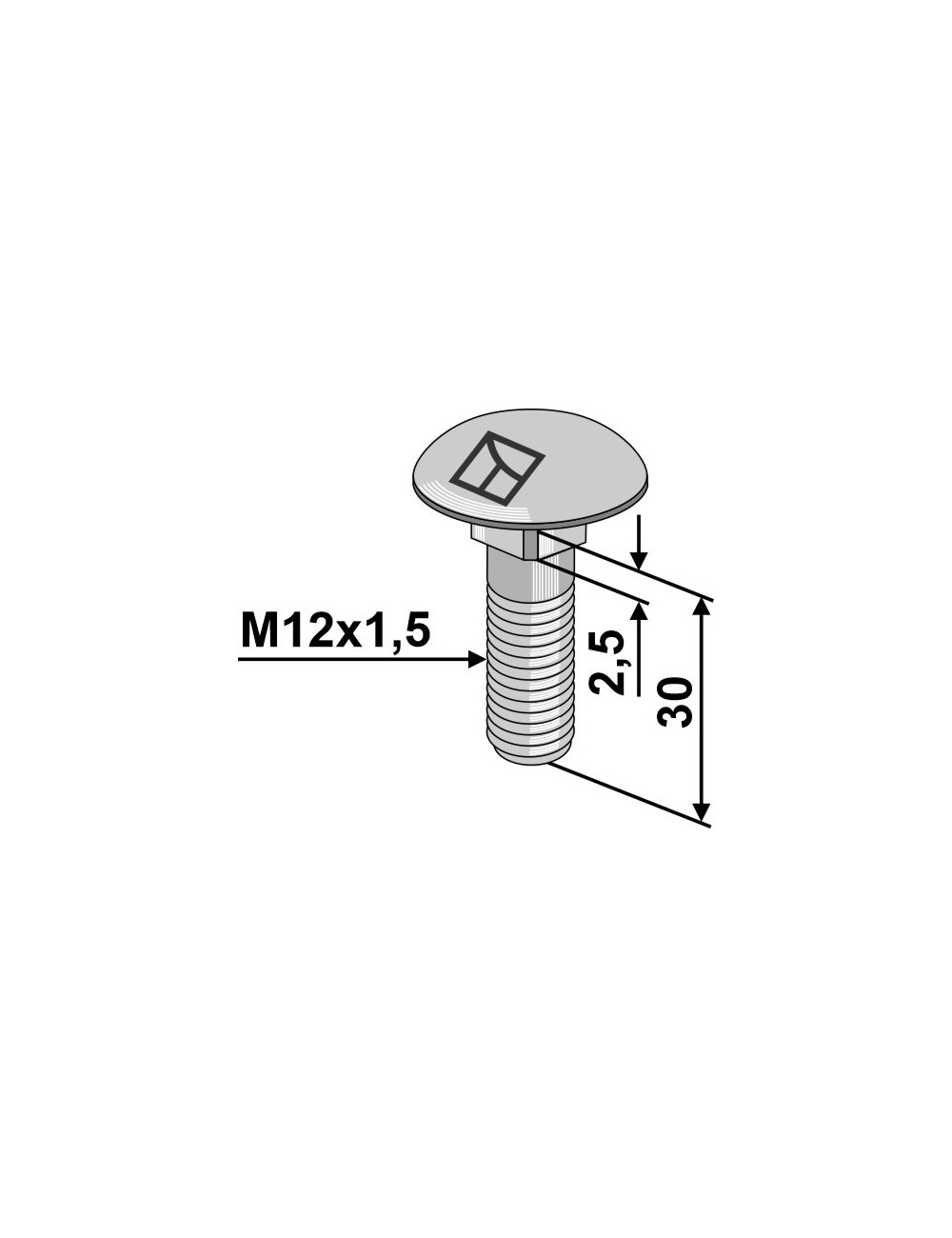 Boulon à tête bombée M12x1,5