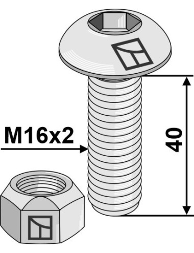 Boulon à 6 pans creux avec écrou à freinage interne