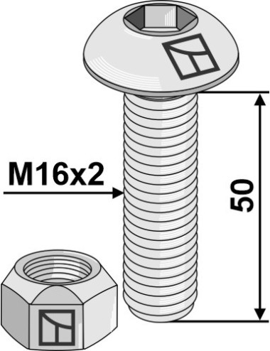 Boulon à 6 pans creux avec écrou à freinage interne