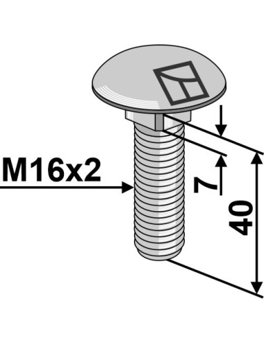 Boulon à tête bombée M16x2