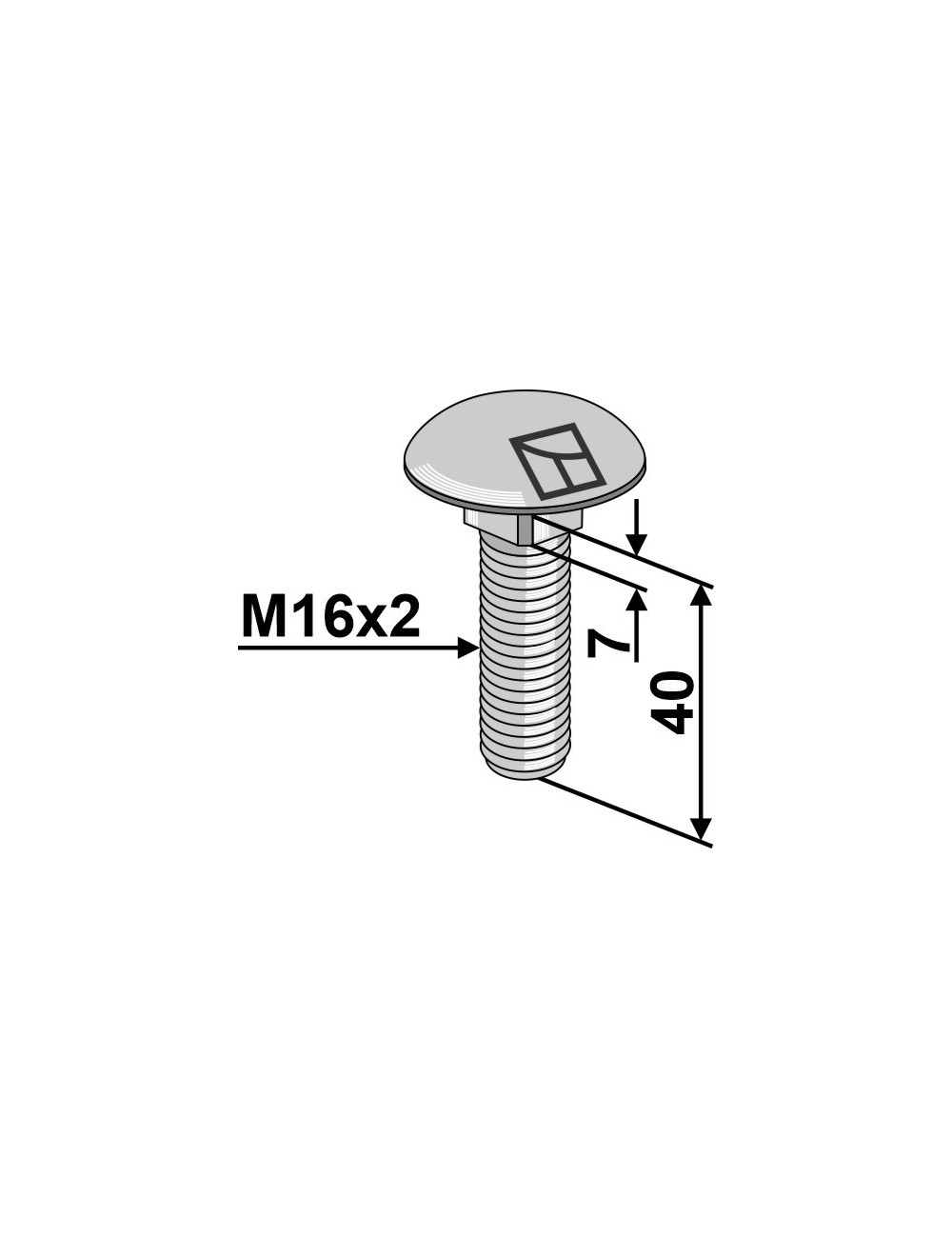 Boulon à tête bombée M16x2