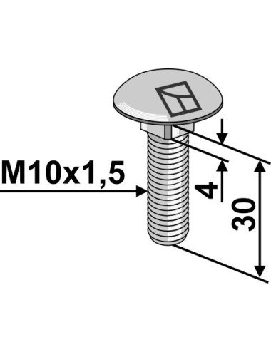 Boulon à tête bombée M10x1,5