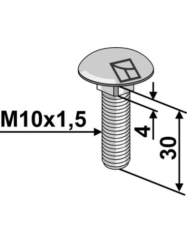 Boulon à tête bombée M10x1,5