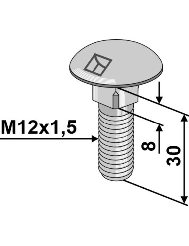 Boulon à tête bombée M12x1,5