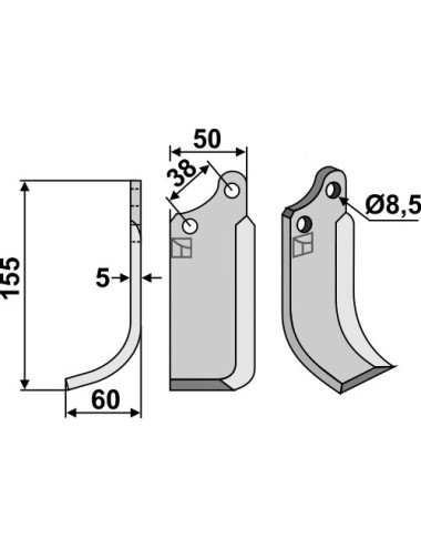 Couteau, modèle gauche