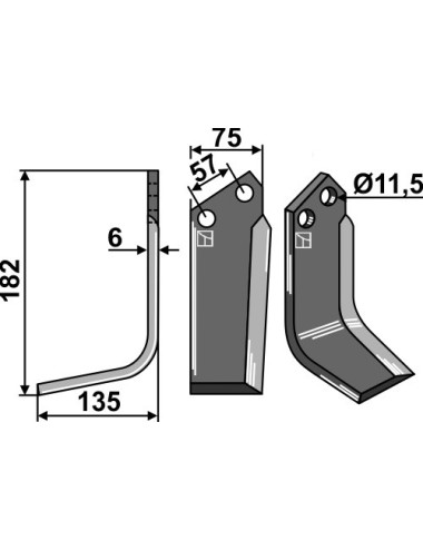 Couteau, modèle gauche