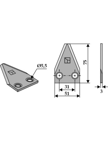 Couteau pour mélangeurs de fourrage