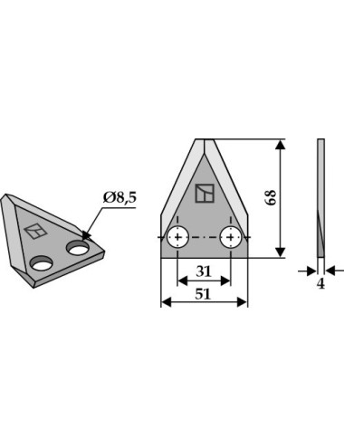 Couteau pour mélangeurs de fourrage