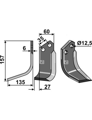 Couteau, modèle gauche