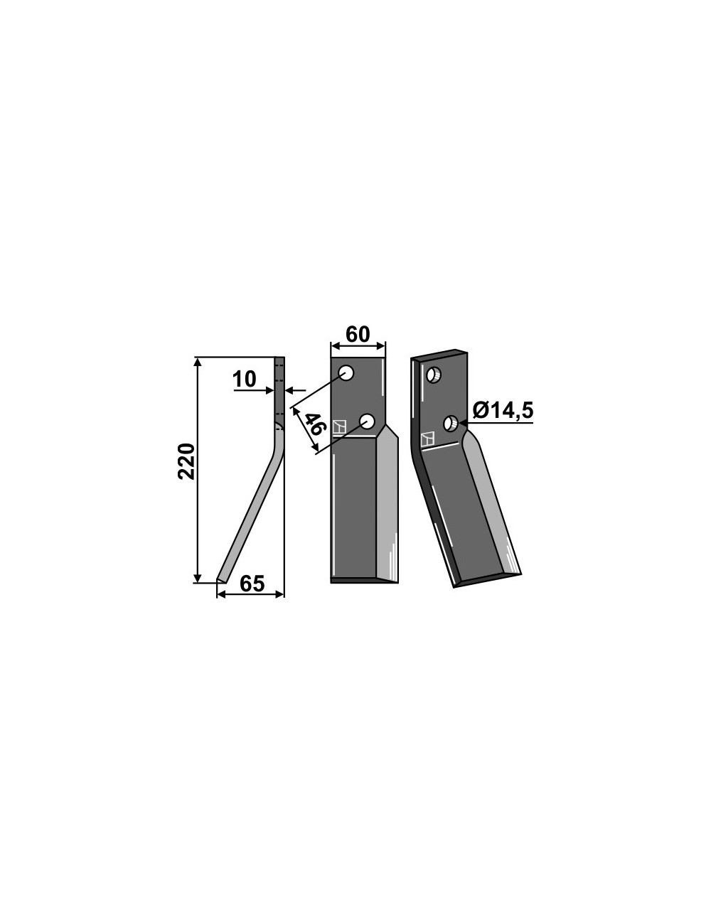 Dent rotative, modèle gauche