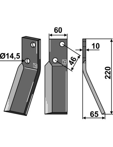 Dent rotative, modèle droit