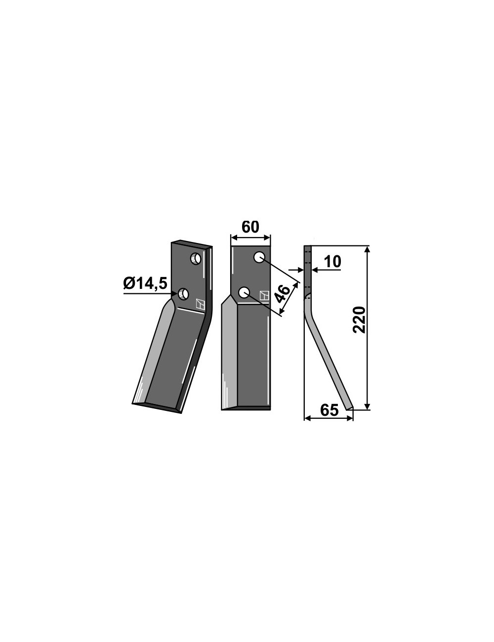 Dent rotative, modèle droit