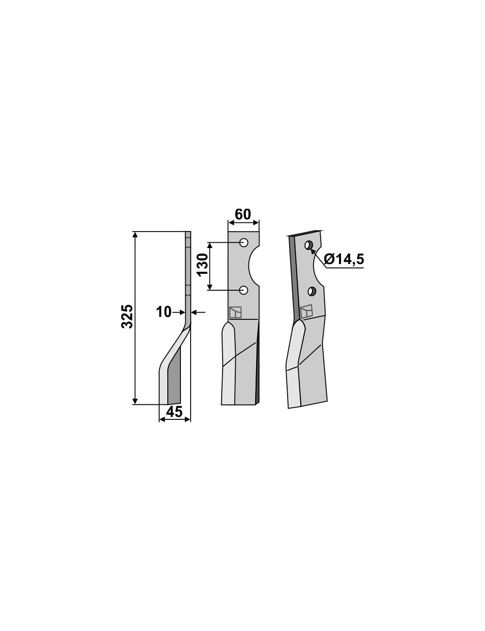 Dent rotative, modèle gauche