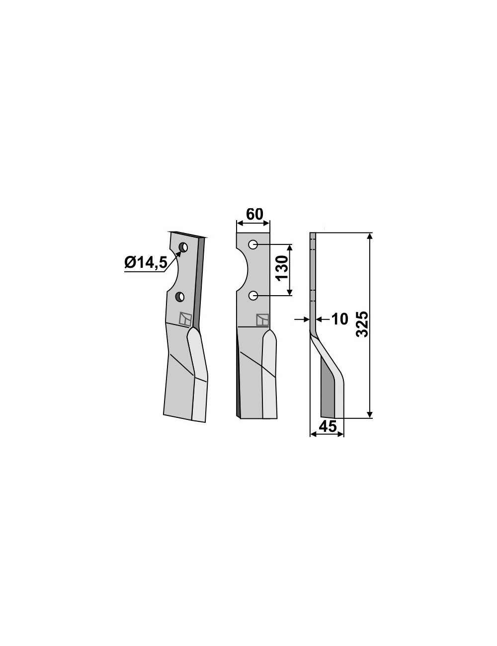 Dent rotative, modèle droit