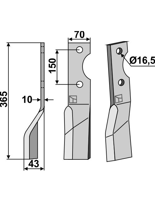 Dent rotative, modèle gauche