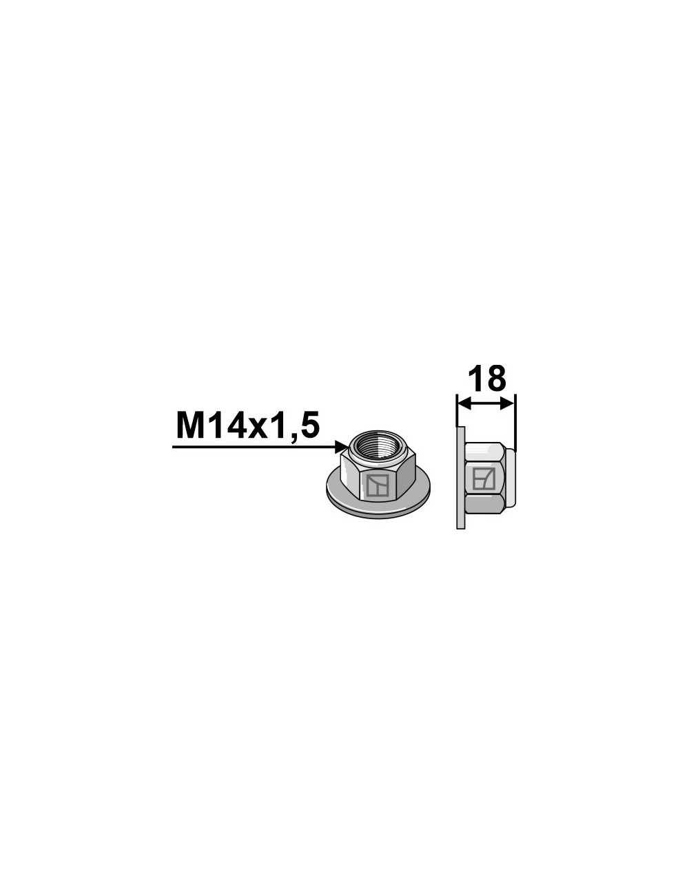 Écrou à embase à freinage interne - Polystop - M14x1,5 - 10.9