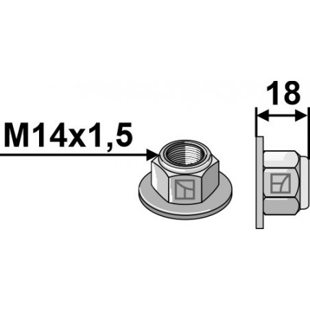 Écrou à embase à freinage interne - Polystop - M14x1,5 - 10.9