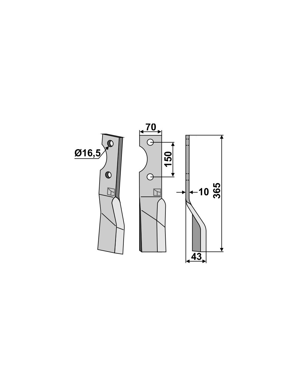 Dent rotative, modèle droit