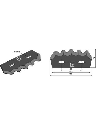 Couteau pour mélangeurs de fourrage - revêtement en métal dur