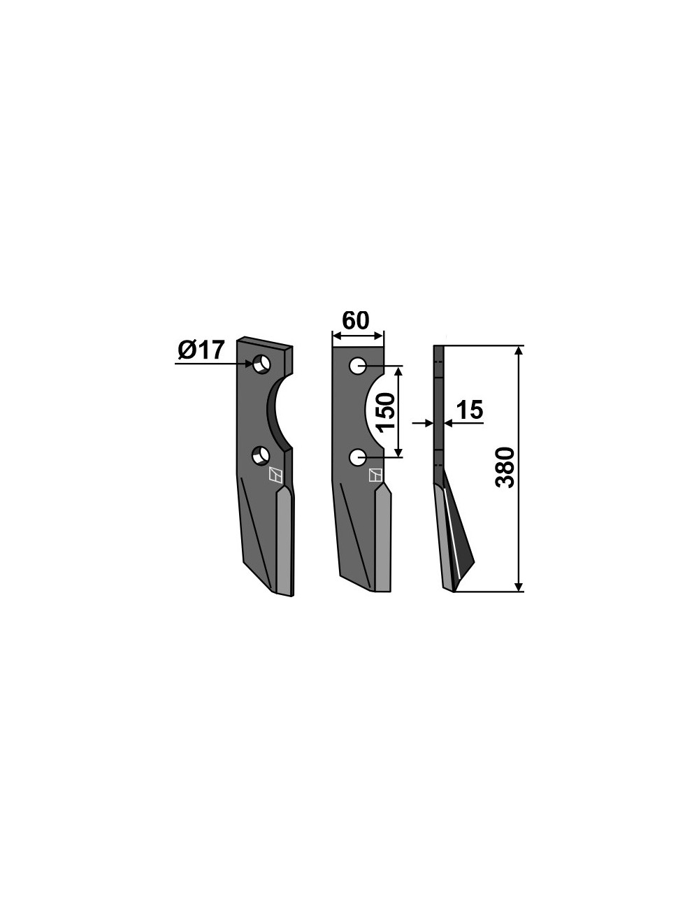 Dent rotative, modèle droit