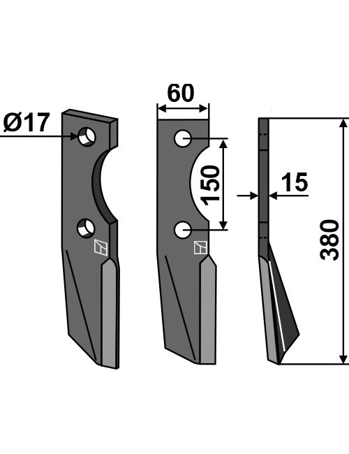 Dent rotative, modèle droit