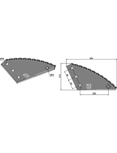 Couteau pour mélangeurs de fourrage - revêtement en métal dur