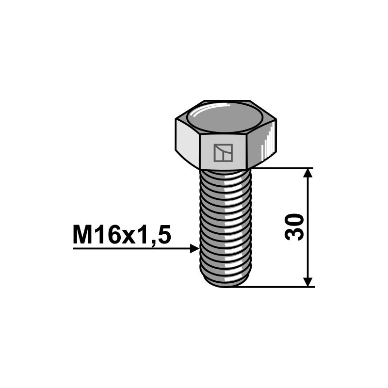 Boulon à tête hexagonale -  M16x1,5X30 - 10.9