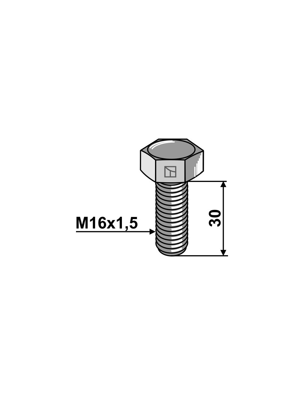 Boulon à tête hexagonale - M16x1,5X30 - 10.9
