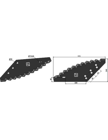 Couteau pour mélangeurs de fourrage - revêtement en métal dur