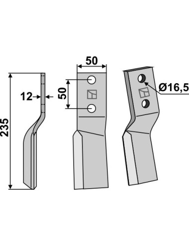 Dent rotative, modèle gauche