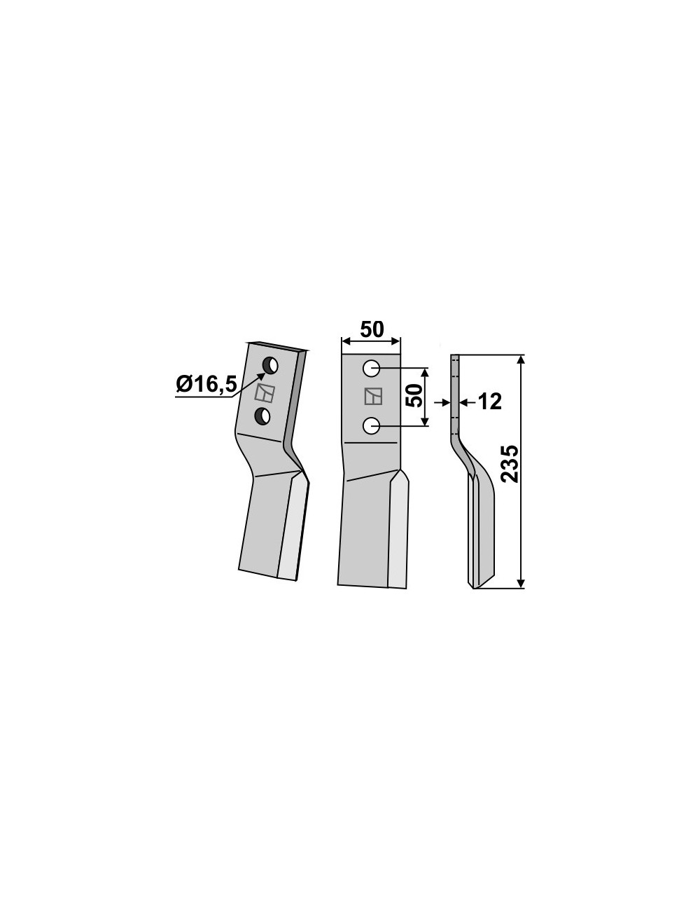 Dent rotative, modèle droit