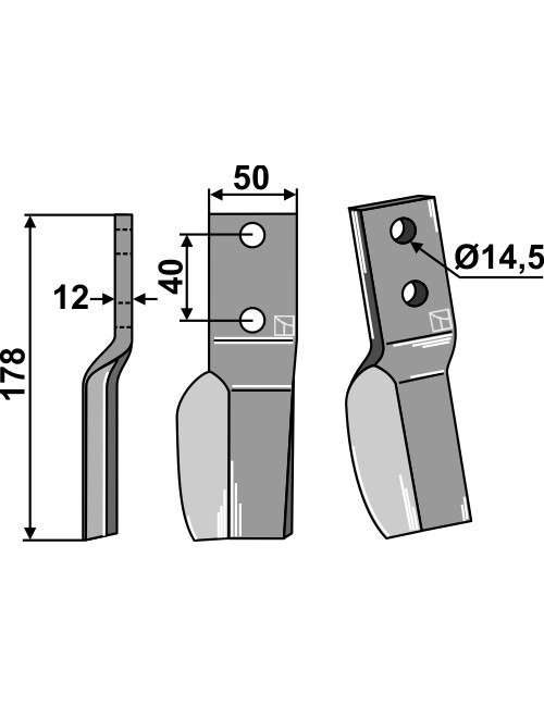 Dent rotative - modèle gauche